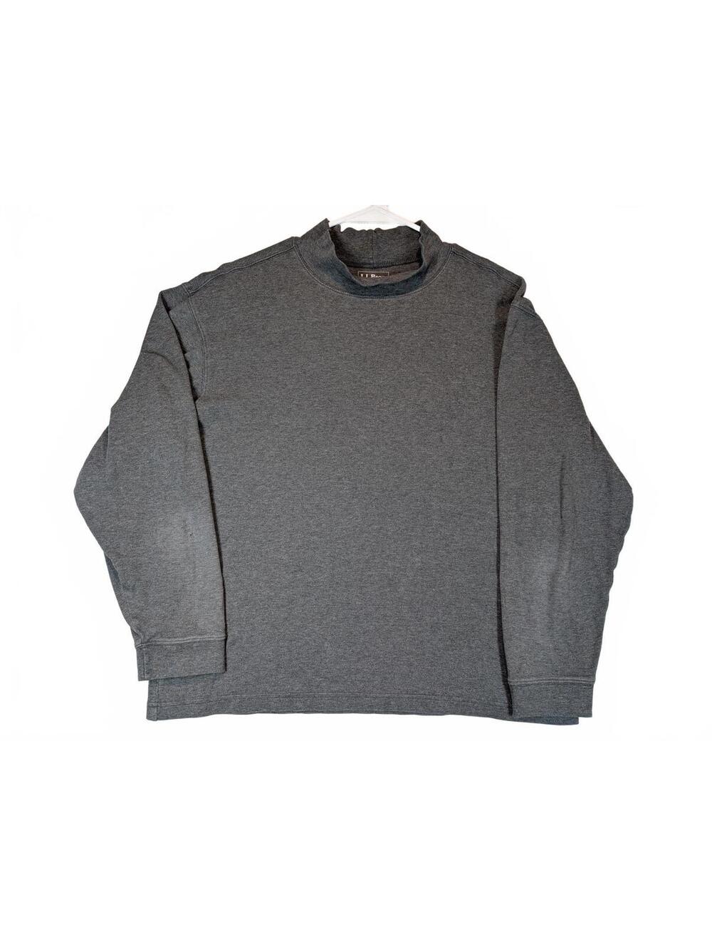 L.L.Bean Mock Neck Long Sleeve Shirt Gray Casual Pullover Mens Large